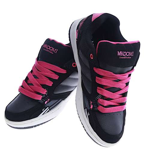 Czarno różowe damskie buty sportowe /F2-2 13855 S108/