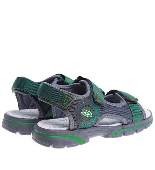 Szaro zielone sandały chłopięce na rzepy /G1-2 16037 T187/