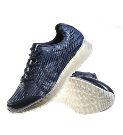 Granatowe buty sportowe z transparentną podeszwą /X4-4 4617 S174/