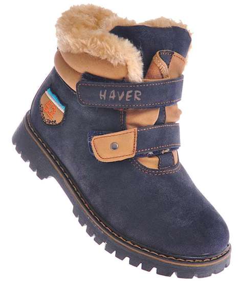 Ocieplane chłopięce buty na zimę Granatowe /F7-3 10393 S498/