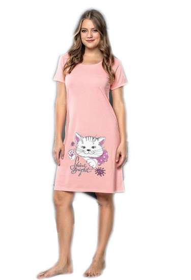 Różowa koszula nocna z kotkiem /H2-K55 P3 S194/
