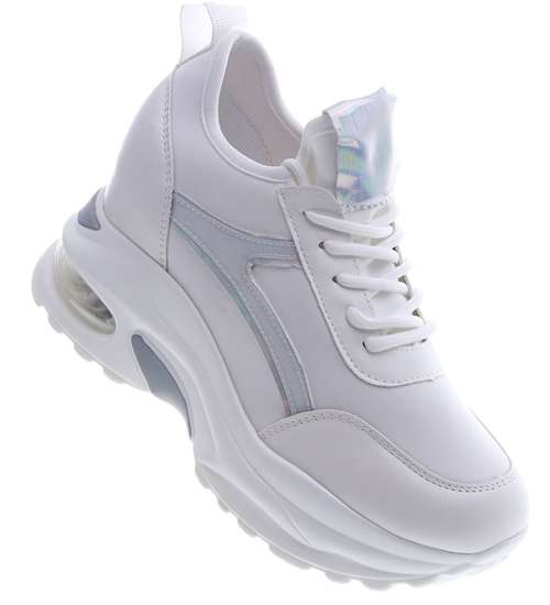 Białe trampki sneakersy na niskim koturnie /G1-2 13191 T809/