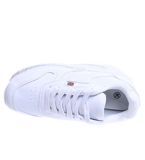 Białe damskie sneakersy trampki sznurowane /C3-1 14775 T472/