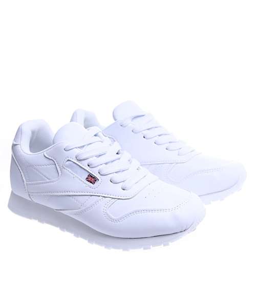 Białe damskie sneakersy trampki sznurowane /C3-1 14775 T472/