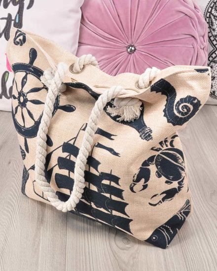 Shopper Bag- torba na zakupy- Marynarskie motywy /D6-2 HT95 S192/