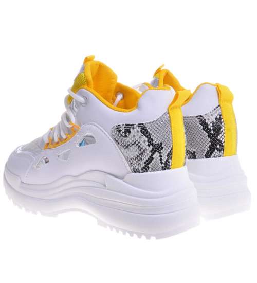 Trampki damskie sneakersy na koturnie Yellow /F4-3 10593 W294/