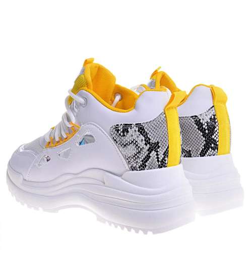 Trampki damskie sneakersy na koturnie Yellow /F4-3 10593 W294/