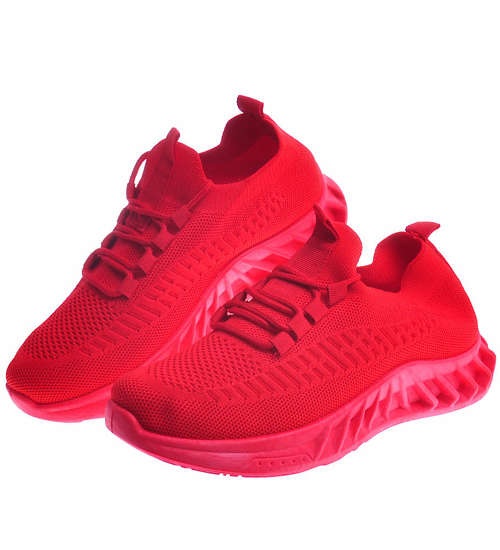 Wsuwane czerwone buty sportowe /E1-3 11873 T391/