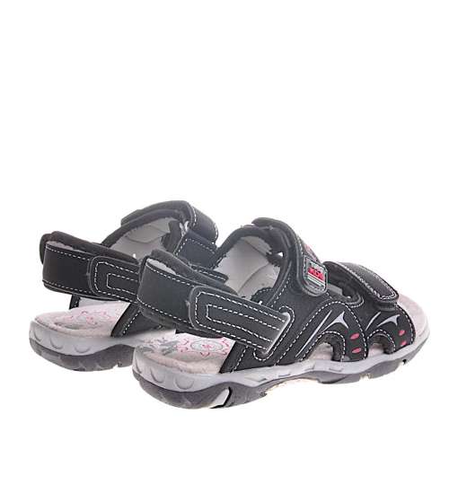 Czarne chłopięce sandały z rzepem /A1-2 12009 T297/