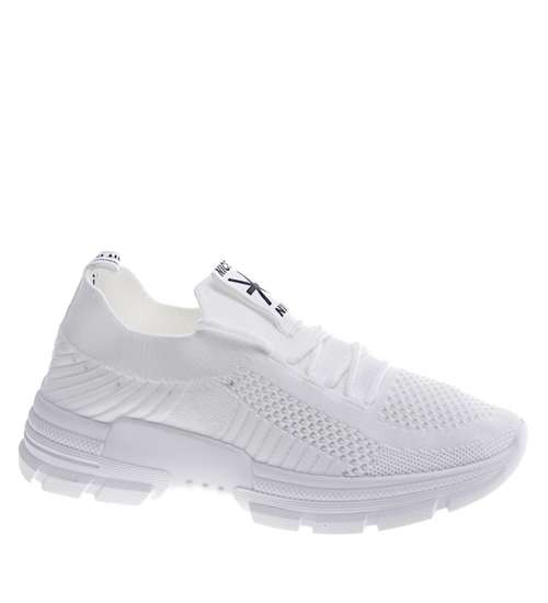 Wsuwane damskie buty sportowe Białe /B4-2 13099 S396/