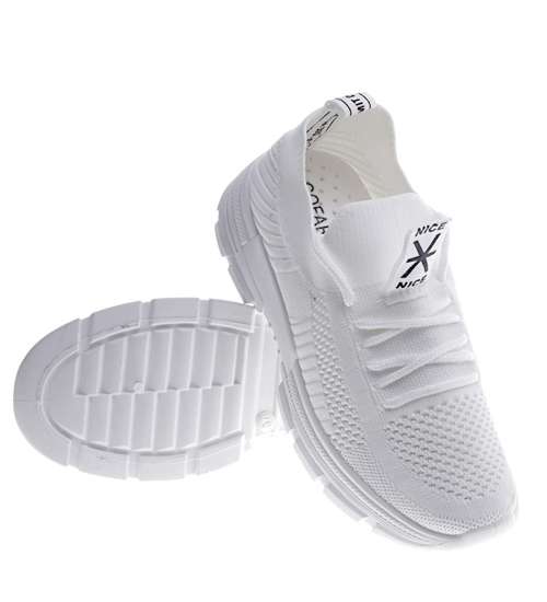 Wsuwane damskie buty sportowe Białe /B4-2 13099 S396/