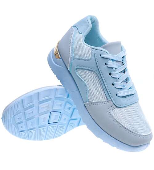 Sznurowane niebieskie buty sportowe damskie /D7-2 15698 T287/