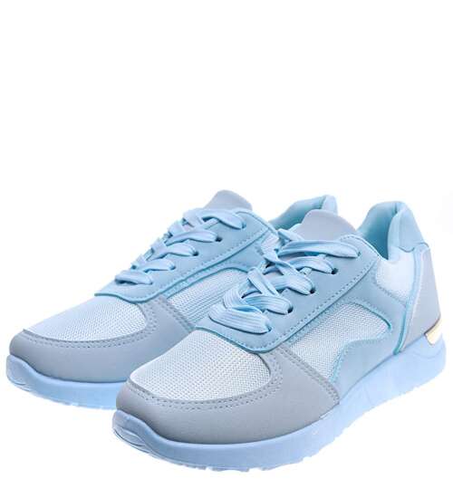 Sznurowane niebieskie buty sportowe damskie /D7-2 15698 T287/
