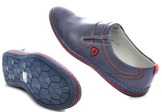 Wkładane pantofle męskie NAVY/RED /G2-1 1420 S5/