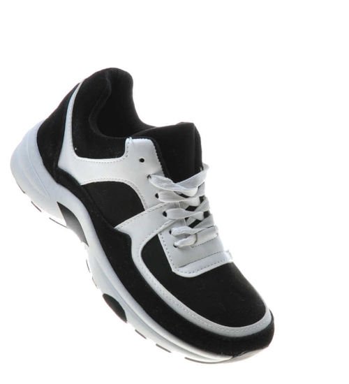 Damskie sportowe buty sznurowane BLACK-WHITE  /E10-2 6143 S292/