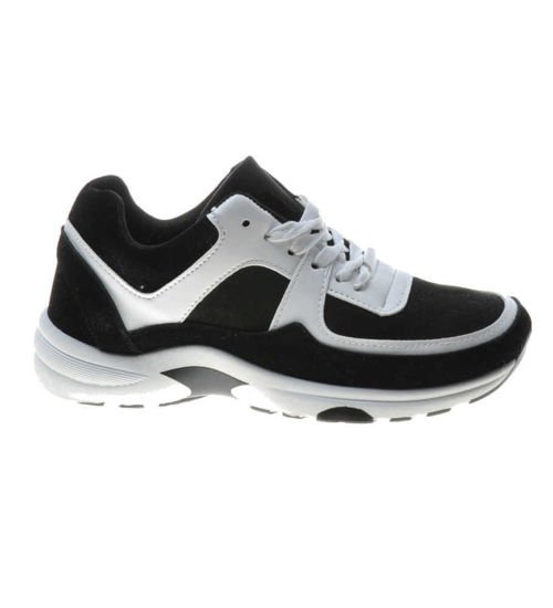 Damskie sportowe buty sznurowane BLACK-WHITE  /E10-2 6143 S292/