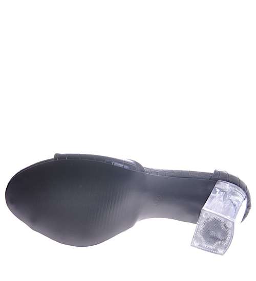 Czarne sandały na transparentnym słupku /A4-3 10549 S290/