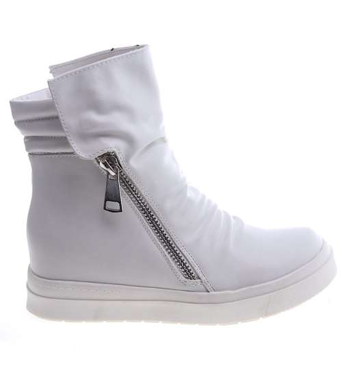 Białe trampki sneakersy na niskim koturnie /C3-2 13325 T194/