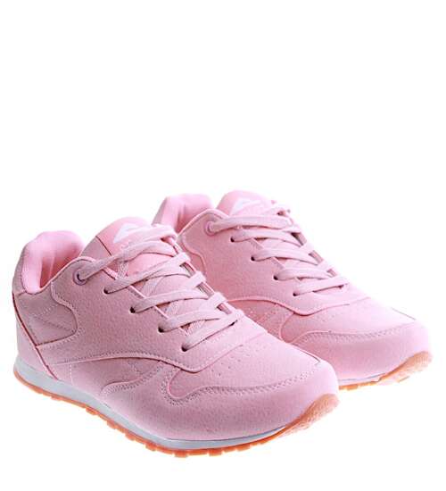 Sznurowane różowe buty damskie /A10-2 15096 T349/