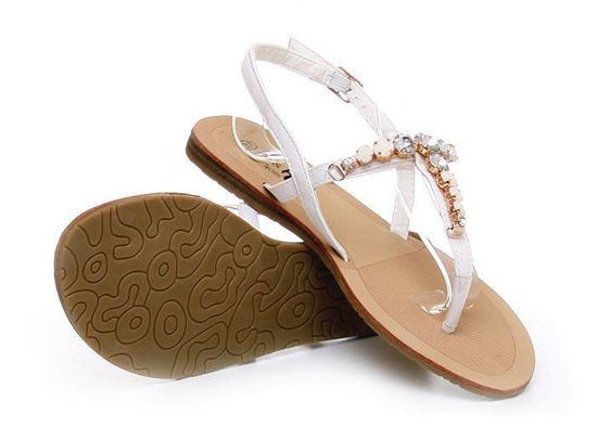Sandały japonki z cyrkoniami /F4-2 Y146 Sx0172/ Białe