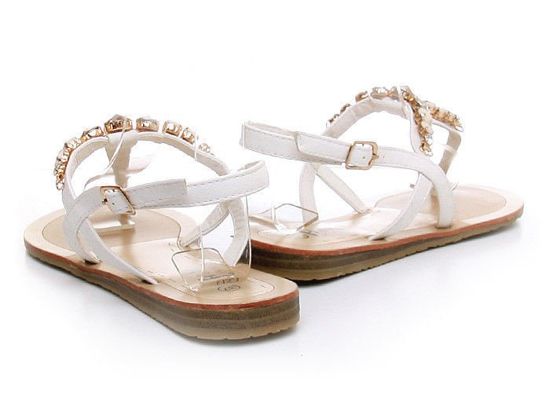 Sandały japonki z cyrkoniami /F4-2 Y146 Sx0172/ Białe