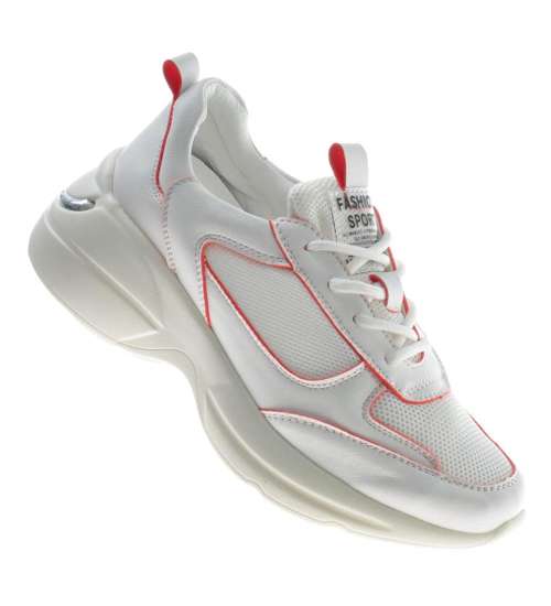 Sneakersy na platformie Białe /F5-2 9648 S297/ 