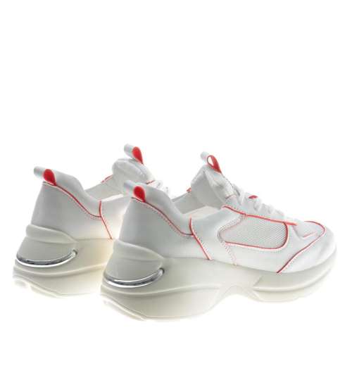 Sneakersy na platformie Białe /F5-2 9648 S297/ 