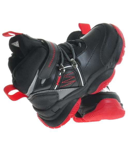 Zimowe buty chłopięce z rzepami Czarne /G11-2 10232 S597/