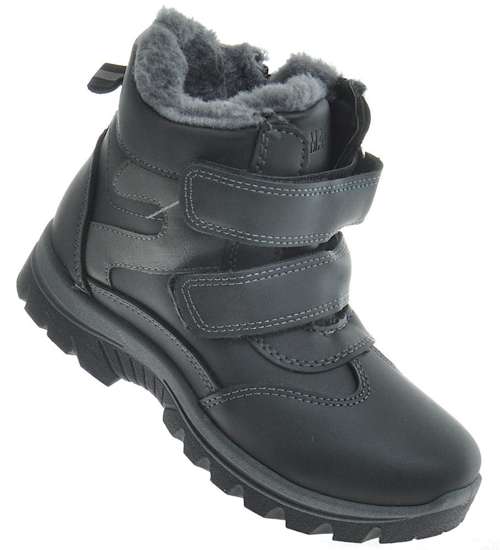 Czarne chłopięce buty zimowe /D5-2 10243 S492/