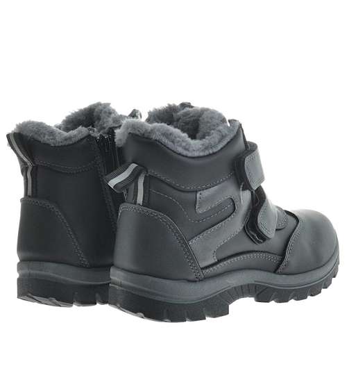 Czarne chłopięce buty zimowe /D5-2 10243 S492/