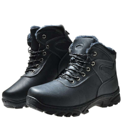 Ocieplane męskie buty trekkingowe Czarne /C5-3 6742 S398/