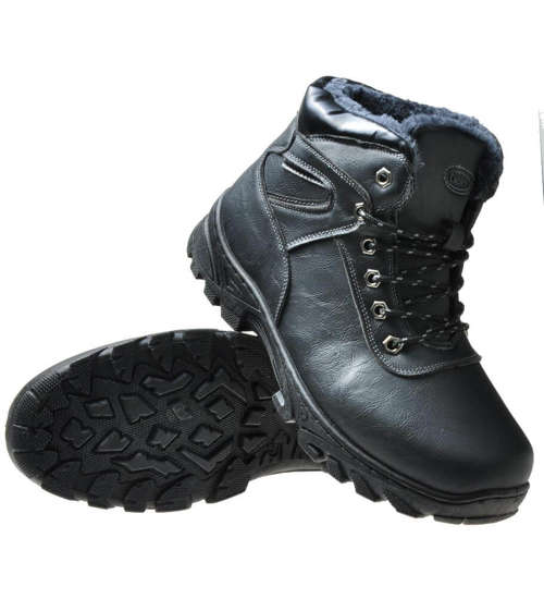 Ocieplane męskie buty trekkingowe Czarne /C5-3 6742 S398/