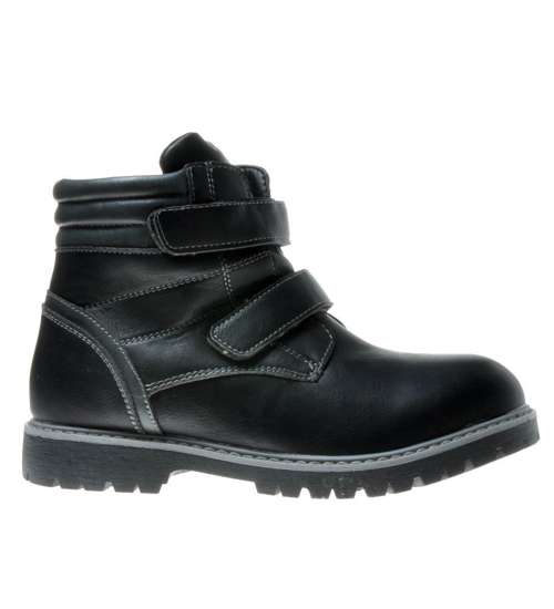 Ocieplane chłopięce buty z wysoką cholewką BLACK/Grey /X2-5 7048 S216/