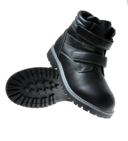 Ocieplane chłopięce buty z wysoką cholewką BLACK/Grey /X2-5 7048 S216/