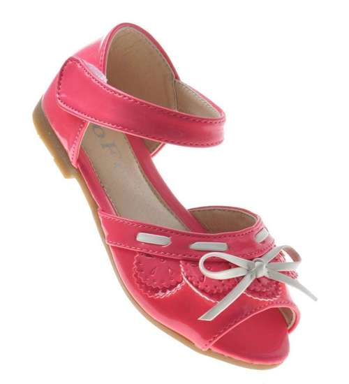 Dziewczęce czerwone sandały z kokardką /B5-3 9102 S096/