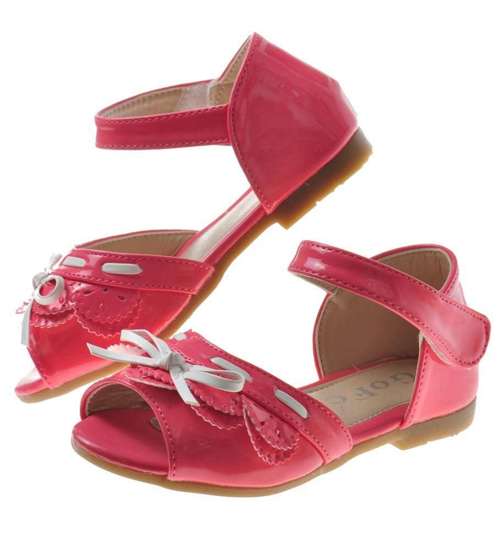 Dziewczęce czerwone sandały z kokardką /B5-3 9102 S096/