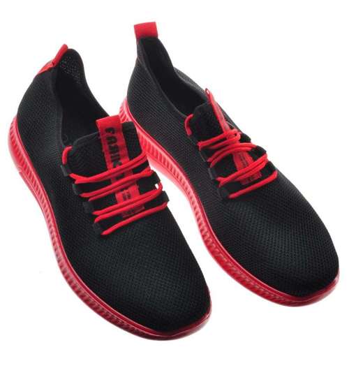 Czarne buty z czerwoną podeszwą /C3-2 9069 S311/