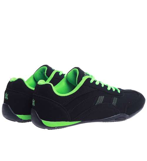 Zamszowe czarno zielone buty sportowe /A8-3 14732 S341/