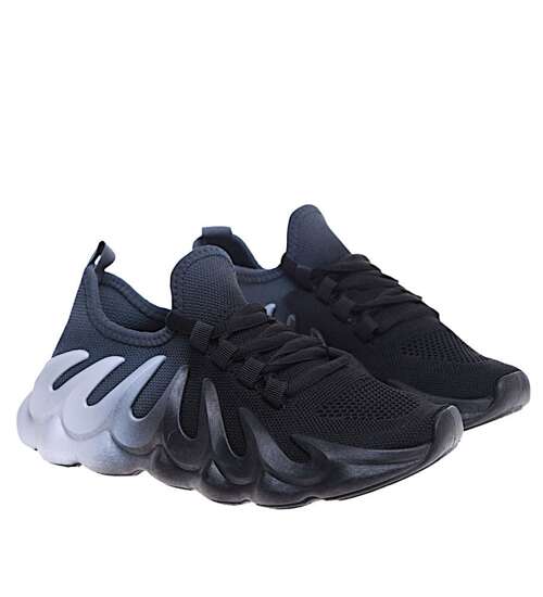 Sznurowane czarne buty sportowe /C6-3 15950 T237/