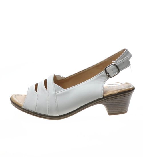 Białe sandały damskie na obcasie /G11-3 4863 GA175/