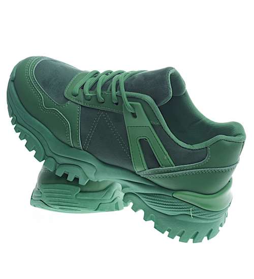 Wiązane sportowe buty damskie zielone /F2-3 131687 T499/