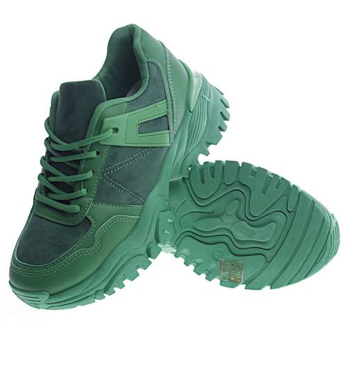 Wiązane sportowe buty damskie zielone /F2-3 131687 T499/