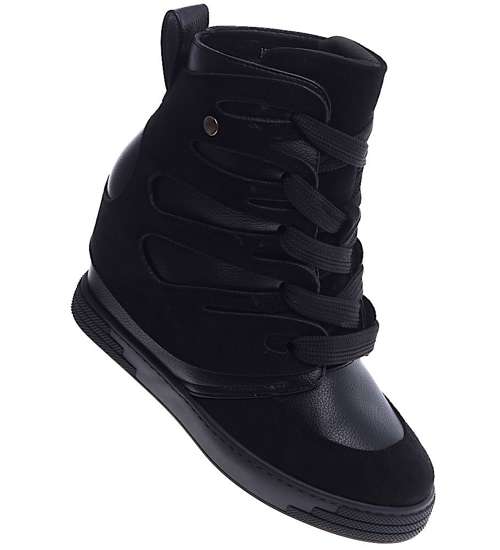 Czarne trampki sneakersy na koturnie Seastar /G12-3 14901 T937/