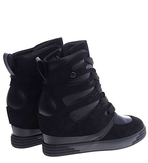 Czarne trampki sneakersy na koturnie Seastar /G12-3 14901 T937/