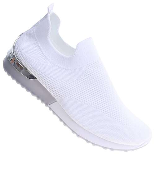 Białe wsuwane damskie buty sportowe /D8-2 16131 T189/