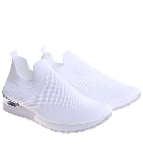 Białe wsuwane damskie buty sportowe /D8-2 16131 T189/