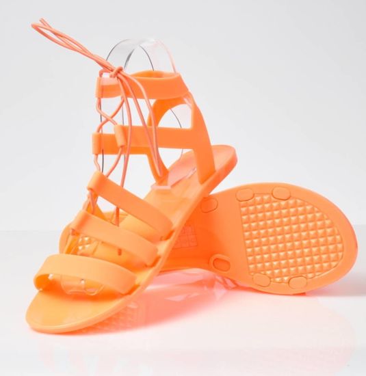 Pomarańczowe sandały z wodoodpornego materiału /B2-2 3499 S192/