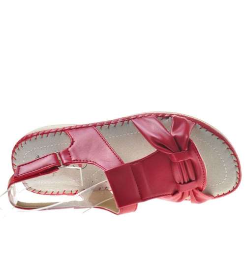 Komfortowe sandały damskie z rzepami Czerwone /B4-2 8212 S204/