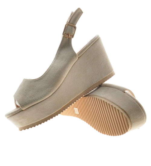 Beżowe sandały damskie na platformie /G5-3 8329 S300/