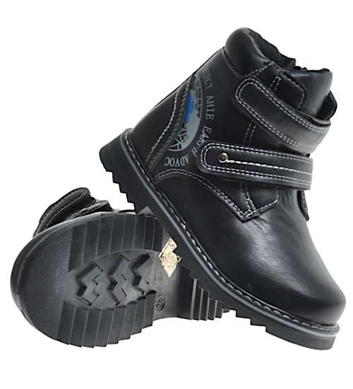 Zimowe buty chłopięce z rzepami Czarne /G7-1 9847 S298/